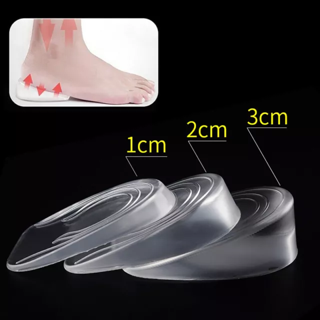 1-3cmSilicone Gel Height Increase Shoe Insoles Heel Insert Pad Taller Lift Up UK