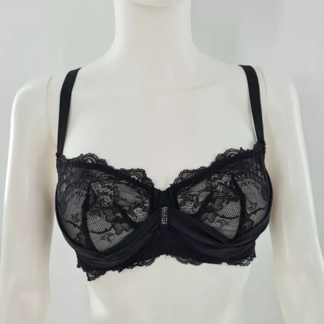 NWT Jolidon 34D Swarovski Crystals Lace Underwire Black Bra