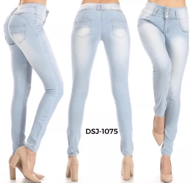 STRETCH COLOMBIAN PUSH Up Skinny Jeans Silver Diva Pantalon Levanta Cola  Pompis $26.00 - PicClick