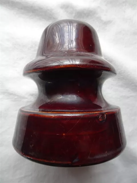 Vintage Glazed Brown Ceramic Telephone Pole Insulator, Pinco D or 0