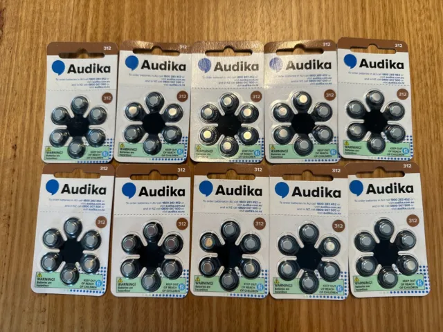 Audika size 312 1.45V Hearing Aid Batteries (QTY 60) Earliest Expiry Date Oct-25