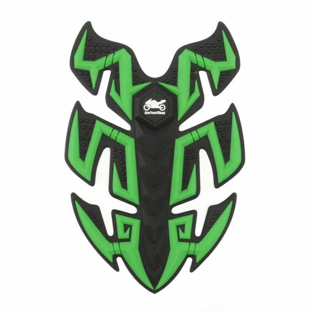 1x Rubber Motor Sport Bike Gas Oil Tank Pad Protector Fish Bone Sticker Grn