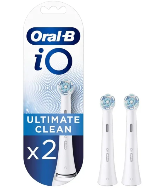 Paquete de 2 cabezales de cepillo de dientes GENUINOS Oral-B iO Ultimate BLANCOS limpios