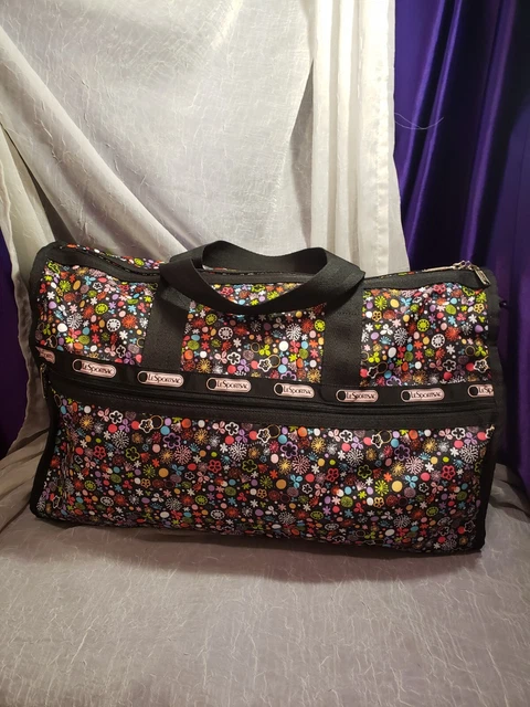 Lesportsac Weekender Extra Large Travel Duffle Bag W/Zip Pockets Euc