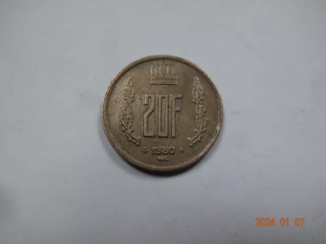 Luxembourg : 20 Francs, Jean, 1980