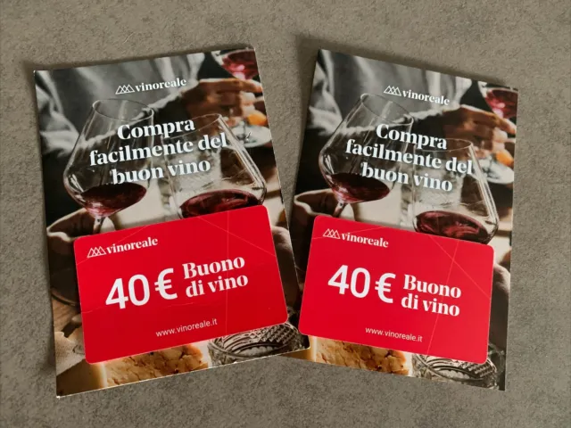 2 Buoni Sconto da 40€ l’uno sul sito vinoreale.it