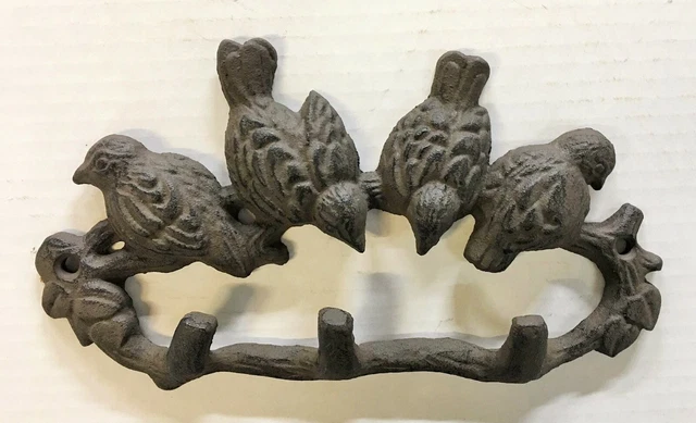 4 Blue Birds on a Branch Towel Hanger Coat Hat Hook Key Rack Rustic Home Décor 4
