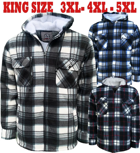 Mens Padded Shirt Sherpa Fur Lined Lumberjack Flannel Work Jacket Warm Thick Top