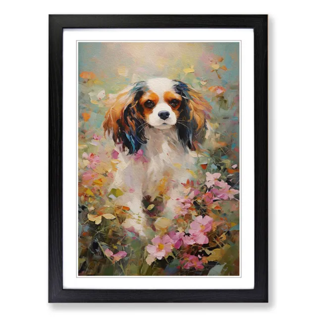 Cavalier King Charles Spaniel Impressionism Wall Art Print Framed Canvas Picture