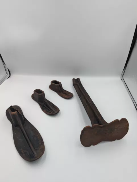 Vintage cast iron Cobbler Shoe Repair 3 Forms Set