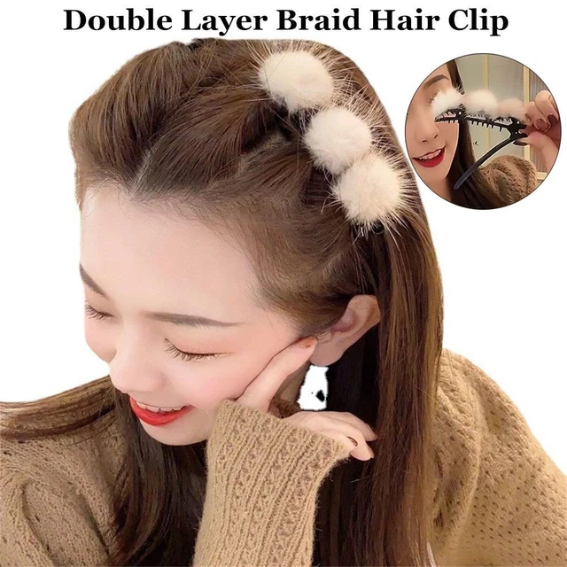 à cheveux en tresse Pompon Pinces à cheveux Épingles à cheveux double couche