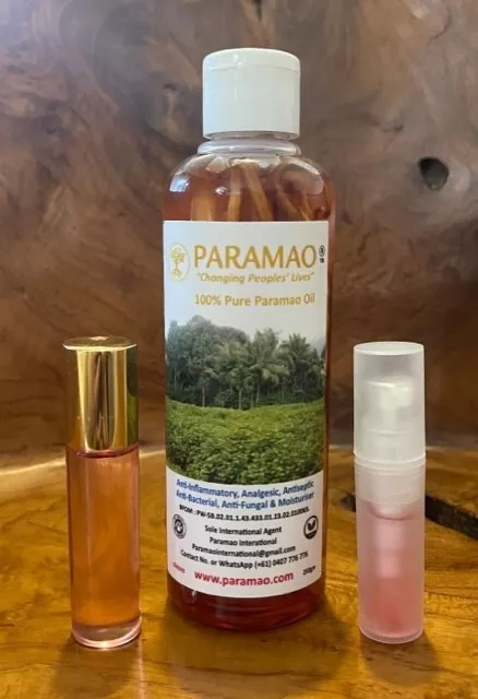 250gm Paramao Oil w Refillable Roller & Sprayer / Genuine West Timor & Bali