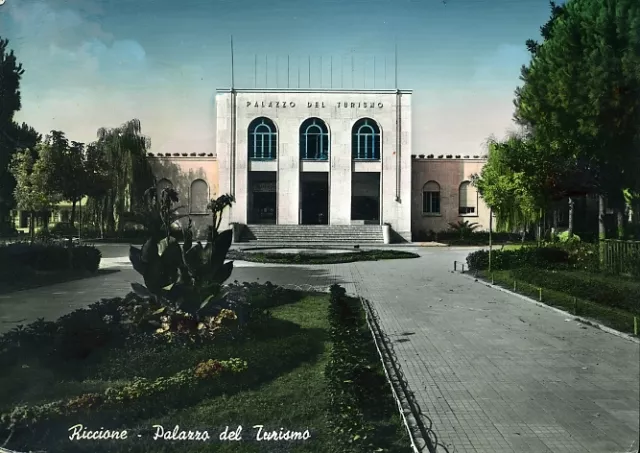 " RICCIONE : Palazzo del Turismo" Viaggiata Anno 1955