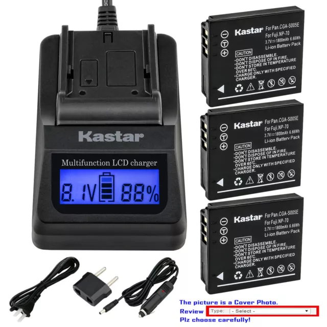 Kastar Battery LCD Fast Charger for Ricoh DB-60 DB-65 Ricoh GR G600 G700 G700SE