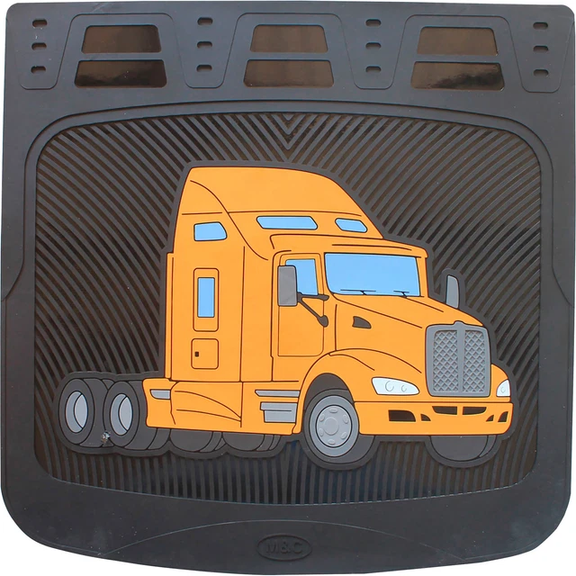 M&C Kenworth T-660/T-600 V1 Semi-Truck Mud Flaps - Yellow, 24in.W x 24in.H, Pair