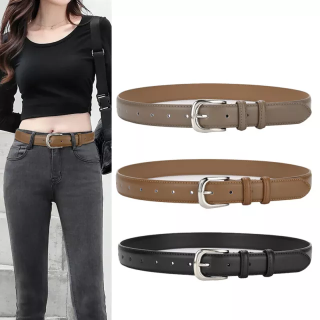 Donne Ragazze Casual Cinture IN Pelle Perno Fibbia Girovita per Jeans Abiti