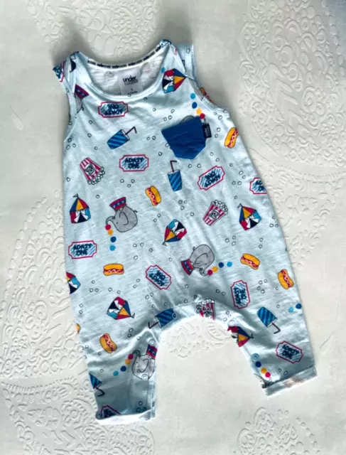 TRADIE Baby boys sz 6-12 mths one piece circus  print Cotton allinone EUC