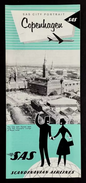 1966 SAS Scandinavian Airlines Copenhagen Denmark Vintage Travel Tourist Guide