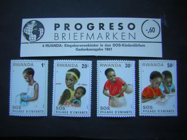 Ruanda Briefmarken  postfrisch 1981 SOS Kinderdörfer Jahr der Frau 1974