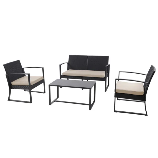 B-Ware SVITA LOIS XL Polyrattan Sitzgruppe Gartenmöbelset Garnitur Tisch Sessel