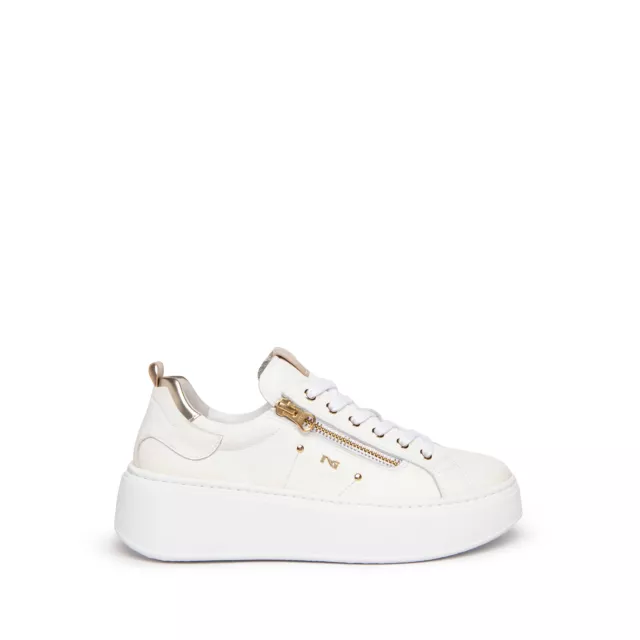 Nero Giardini  E306541D 707 Sneakers Donna Platform in Vera Pelle Bianco