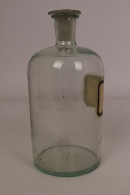Apotheker Flasche Medizin Glas klar Tinct. Myrrhae antik Deckelflasche 9