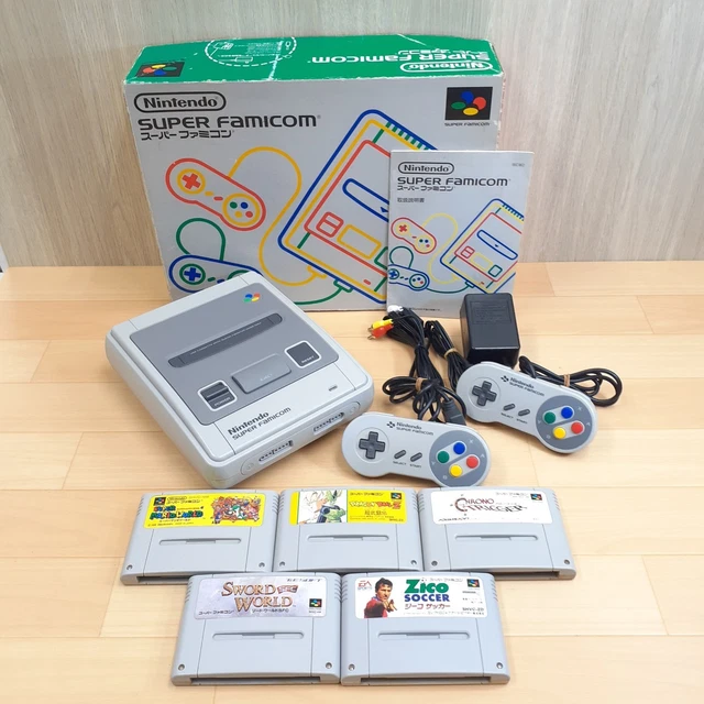NINTENDO SUPER FAMICOM console in box with 5 games Japanese *US TARIFF ...