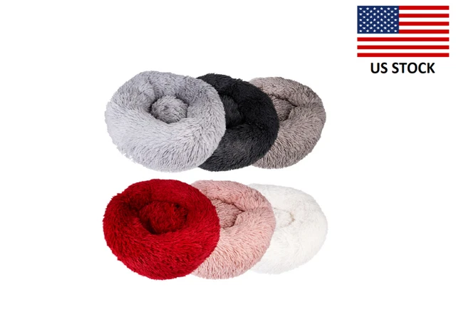 Donut Plush Pet Dog Cat Bed Fluffy Soft Warm Calming Bed Sleeping Kennel Nest