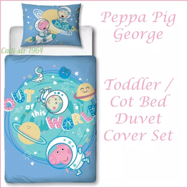 Peppa Pig Toddler Duvet Cover & Pillowcase Set George Junior / Cot Bed NEW