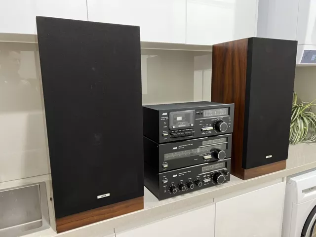 AWA 70s VINTAGE Stack Stereo System Speakers + BLUETOOTH & free Cassette Deck