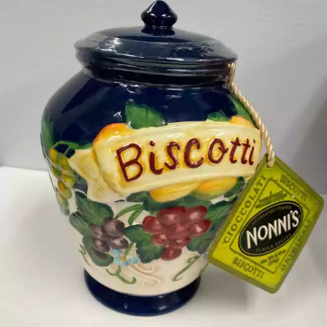 Nonni's Hand Painted Biscotti Cookie Jar, Fruit Theme