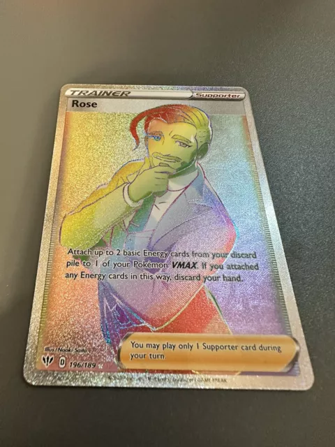 Rose 196/189 Rainbow Secret Rare Full Art Holo Pokemon Darkness Ablaze 2