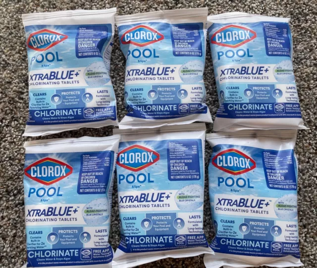 (6) Clorox Pool & Spa XtraBlue+ Chlorinating Tablets SEALED- SAVE MONEY!
