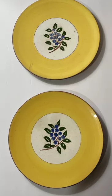 2 Vintage Stangl Yellow Blueberry 10" Dinner