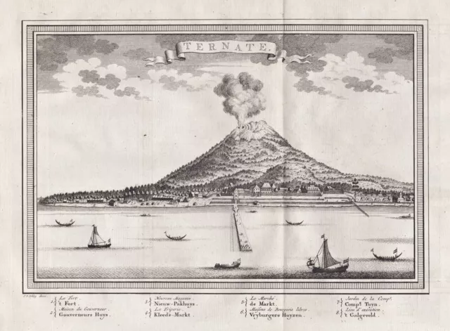 Ternate islands Indonesia Indonesien Kupferstich engraving Schley 1763