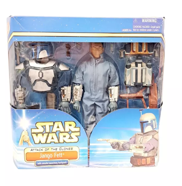 Hasbro Star Wars Attack of the Clones Jango Fett con zaino 12 pollici 30 cm IMBALLO ORIGINALE!