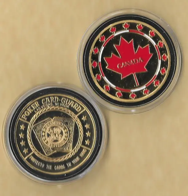 Canada Maple Leaf Poker Chip Card Guard Protector Coin 24 Kt Gold WSOP