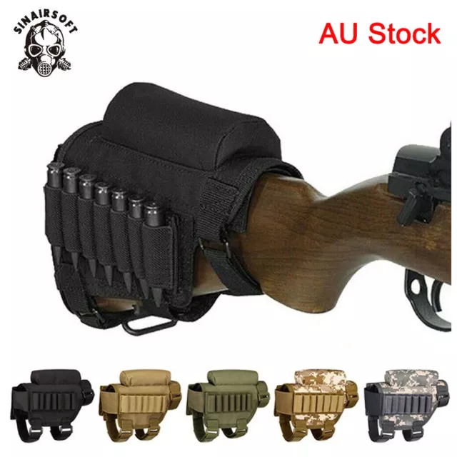 Tactical Rifle Buttstock Cheek Rest Pad Ammo Shell Carrier Holder Cartridges AU