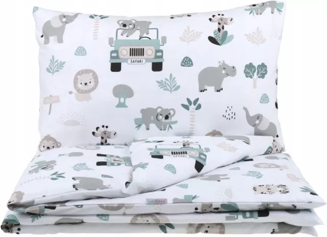 2pc Baby Bedding 135x100cm Pillowcase Duvet Cover 100% Cotton On Safari