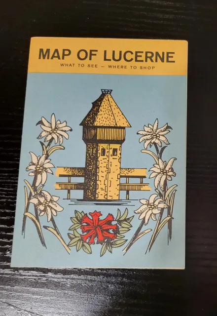 Vintage Map of Lucerne Switzerland Money Amusements Places of Interest 1962