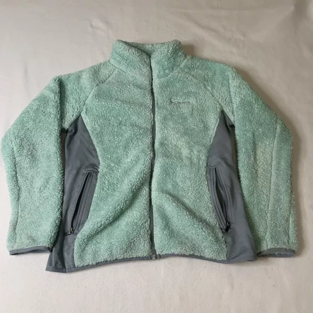 Columbia Sherpa Fleece Full Zip Jacket Pockets Lined Women’s Xl Teal