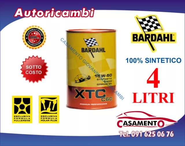 4 Lt Litri Olio Motore Auto Bardahl Xtc C60 15W50 Polar Plus Fullerene