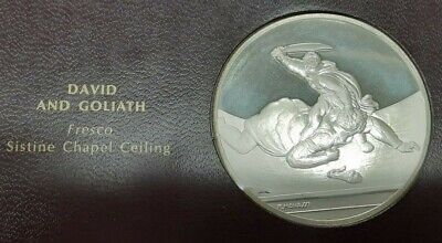Franklin Mint Genius of Michelangelo PF .925 Silver Medal-David and Goliath