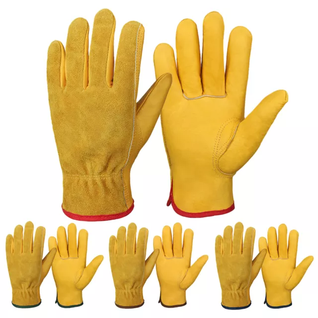 Cowhide Leather Work Gloves Heavy Duty Industrial Safety Hand Protection Mittens