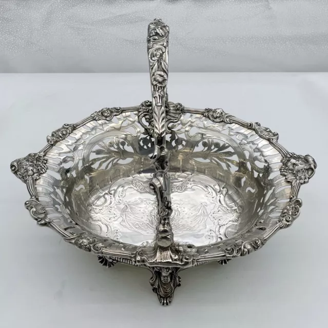 20th Century Modern George V Sterling Silver Cake Basket London 1924 Comyns 2