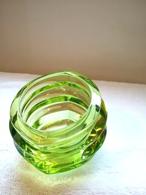 Orrefors Sweden Crystal Eko Bowl, Votive Holder By Karim Rashid, Lime Green