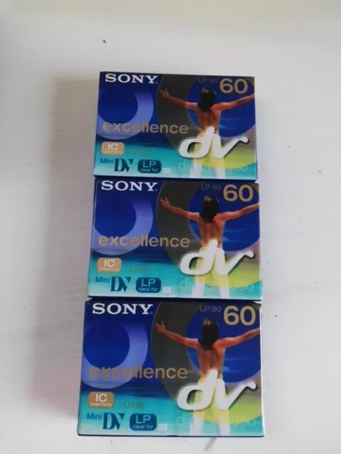 3 cassettes k7  MINI DV  SONY EXCELLENCE 60 minutes neuves sous blister