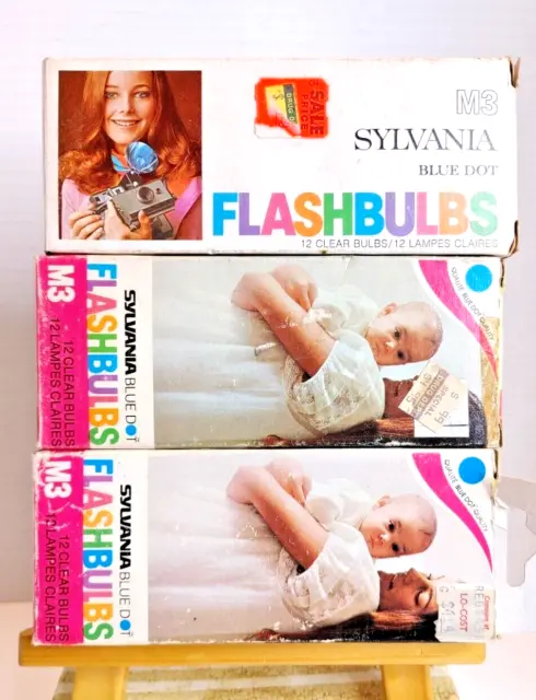 Sylvania Blue Dot Flashbulbs M3 3 Boxes of 12 36 Total Bulbs NOS Vintage