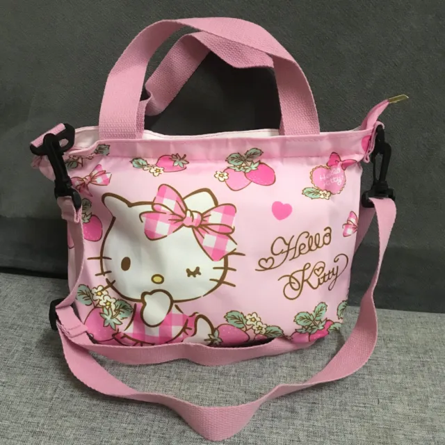 Cute Girl's Hello Kitty Strawberry Crossbody Canvas Handbag Tote Shoulder Bag