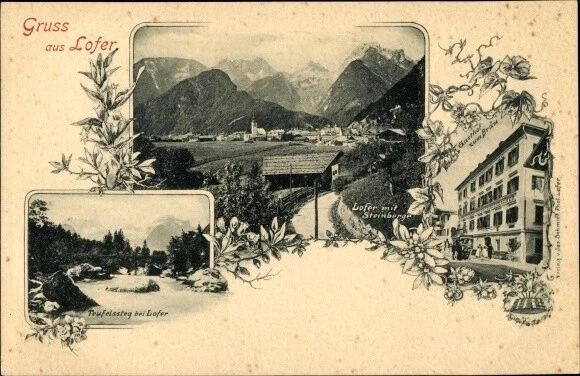 Ak Lofer in Salzburg, Teufelssteg, Gasthof zum Bräu, Steinberge - 10215904